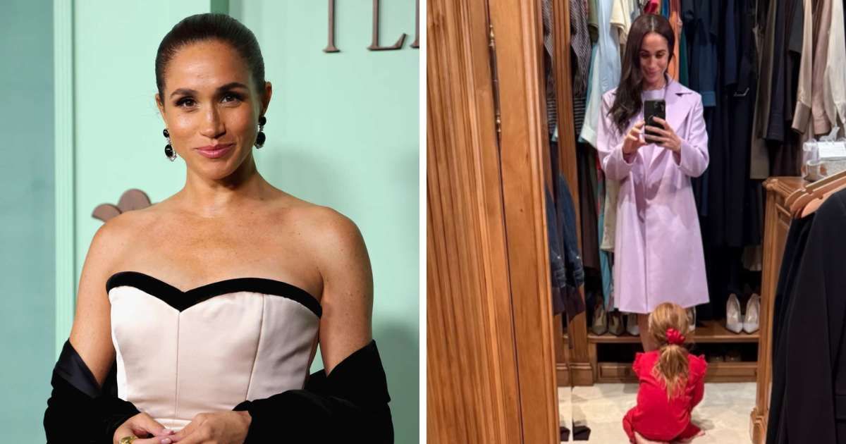 Meghan Markle shared a mirror selfie with Princess Lilibet before departing for her Switzerland appearance (Screengrab/@meghan/Instagram, Getty Images)
