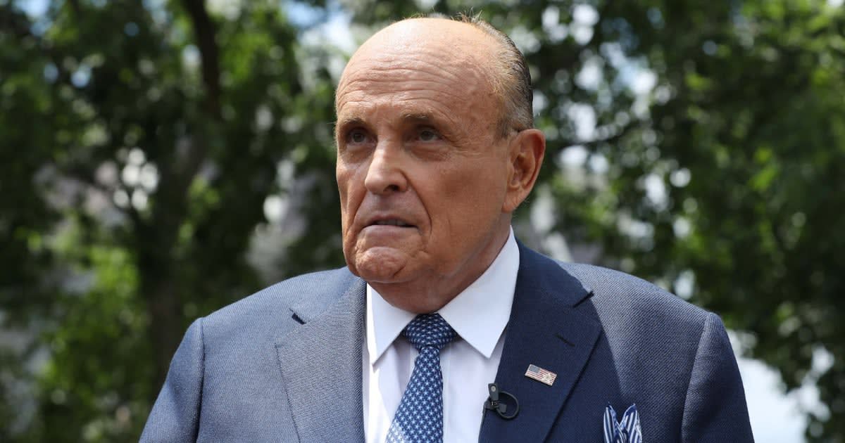 Former NYC Mayor Rudy Giuliani praised President Donald Trump for strengthening US security, saying, 'Trump bolstered it for four years' (Getty Images)