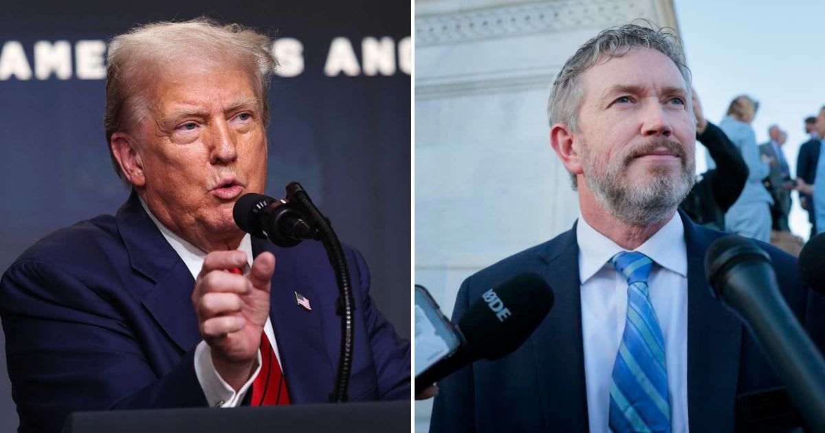 President Donald Trump backed Ed Gallrein against Thomas Massie, calling Massie the GOP's most unreliable congressman (Win McNamee/Getty Images, Anna Moneymaker/Getty Images)