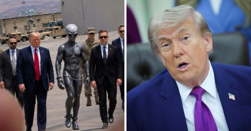 Trump shares AI-generated photo with an alien in handcuffs after UFO files release