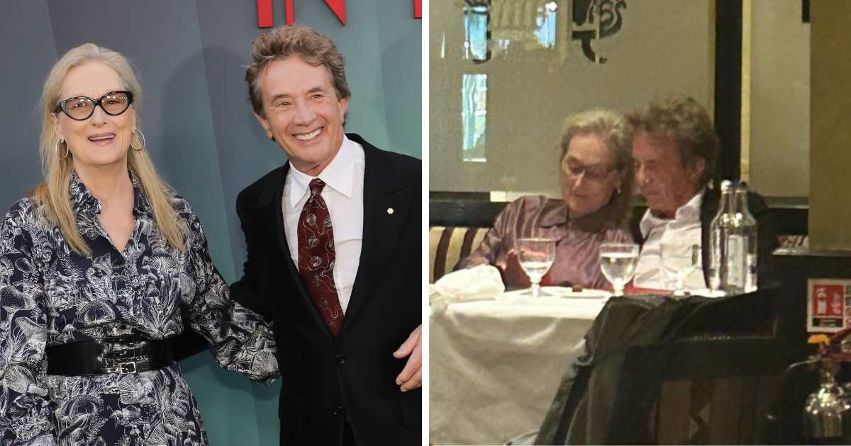 Meryl Streep and Martin Short were seen sharing a cozy moment during a dinner outing in London (Screengrab/@AudeJavel79/X, Getty Images)