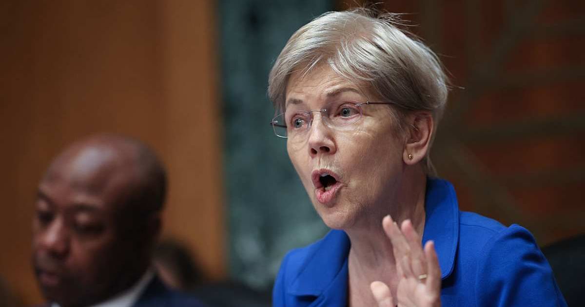 According to a viral Facebook post, the FBI's Autopen Task Force submitted its first report to the acting Attorney General Todd Blanche, implicating Elizabeth Warren in about two dozen felonies (Getty Images)