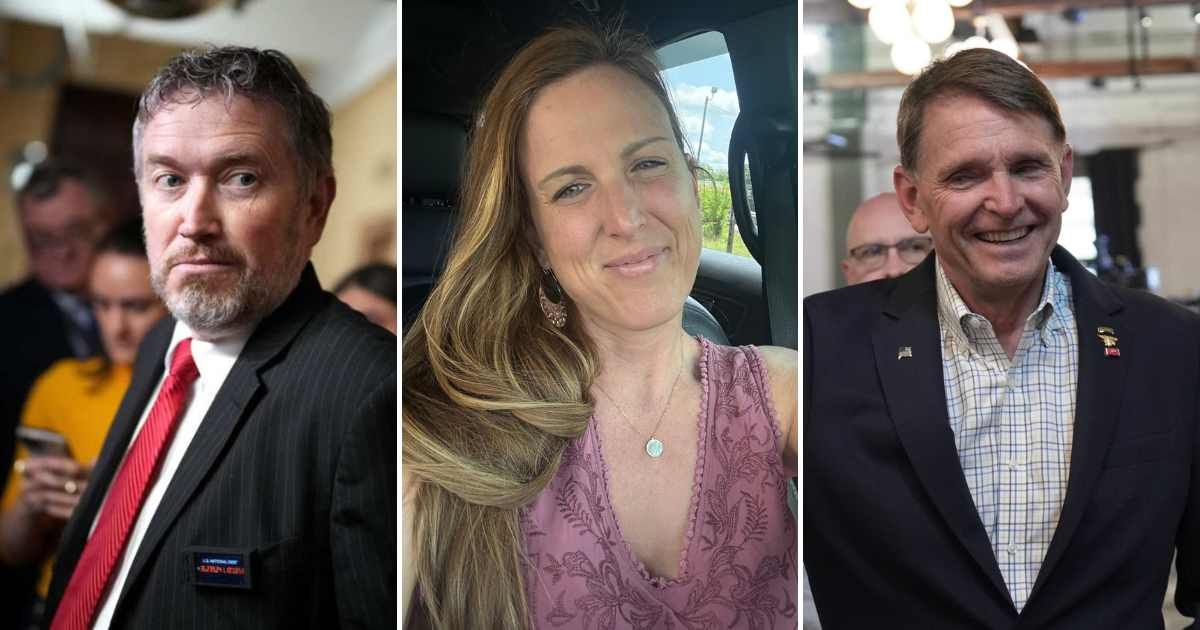Following Thomas Massie’s defeat, Cynthia West shared a video on X congratulating President Donald Trump on Ed Gallrein’s victory (Getty Images, @Cyntaxed007/X)