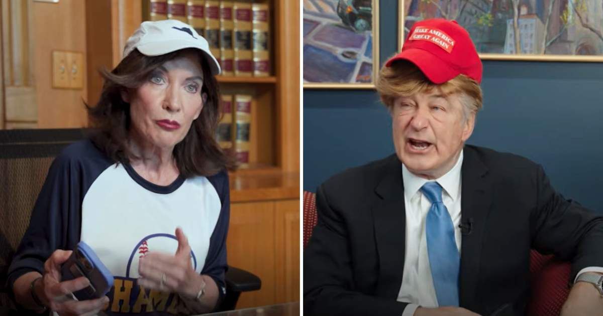 The spoof showed Alec Baldwin portraying Trump calling for New York landmarks to be renamed (Screengrab/@GovernorKathyHochul/YouTube)