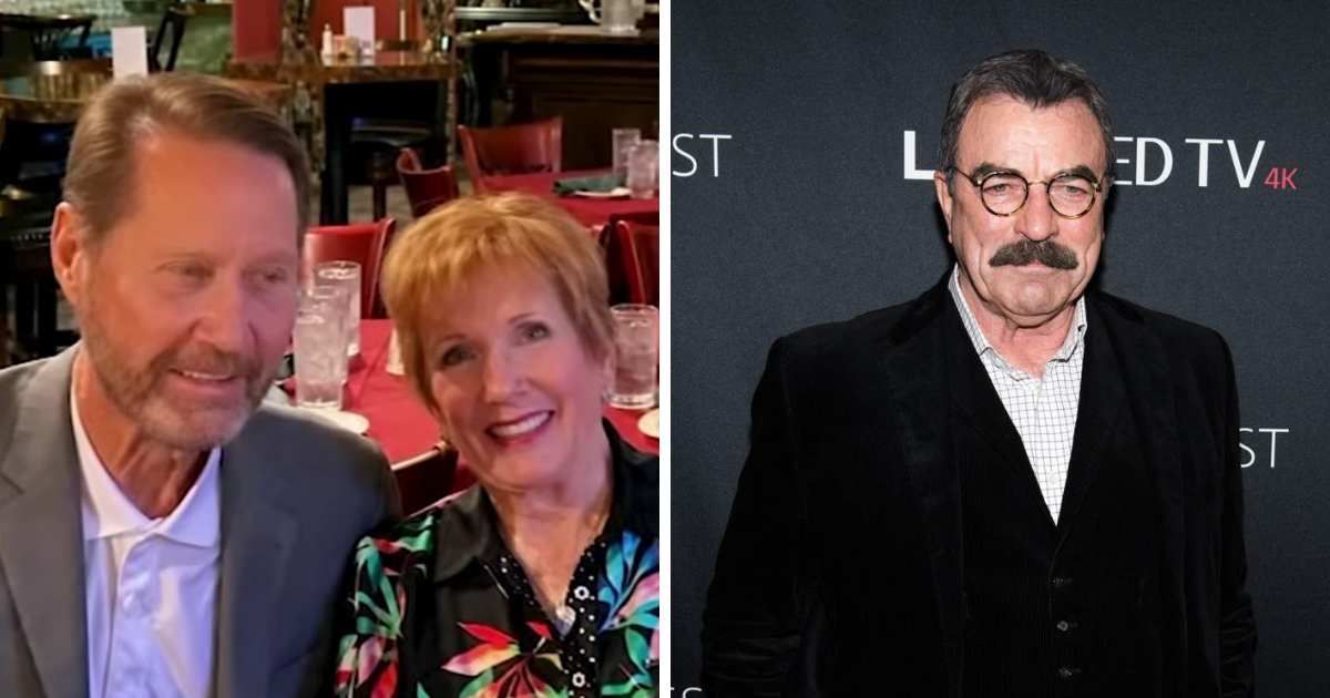 A scammer posing as Tom Selleck allegedly contacted Karen Whitaker through Facebook, built a secret relationship, and later asked her for money (ABC/YouTube and Getty Images)