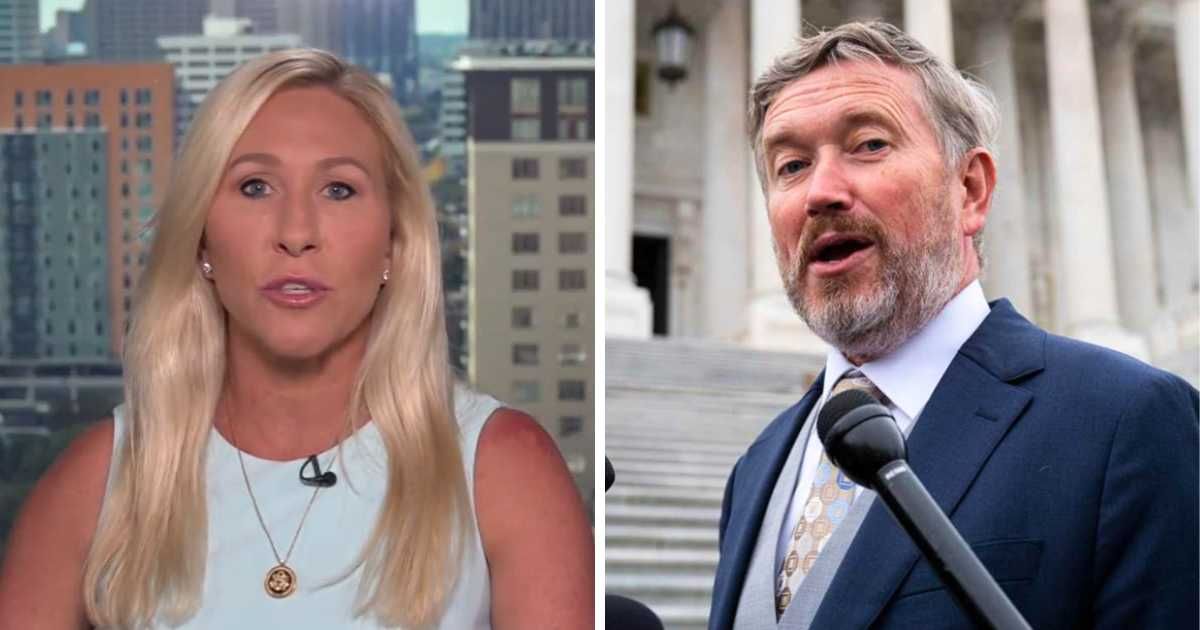 Marjorie Taylor Greene claimed Donald Trump turned on Thomas Massie over his push to release Jeffrey Epstein files (X/@RepMTG, Getty Images)