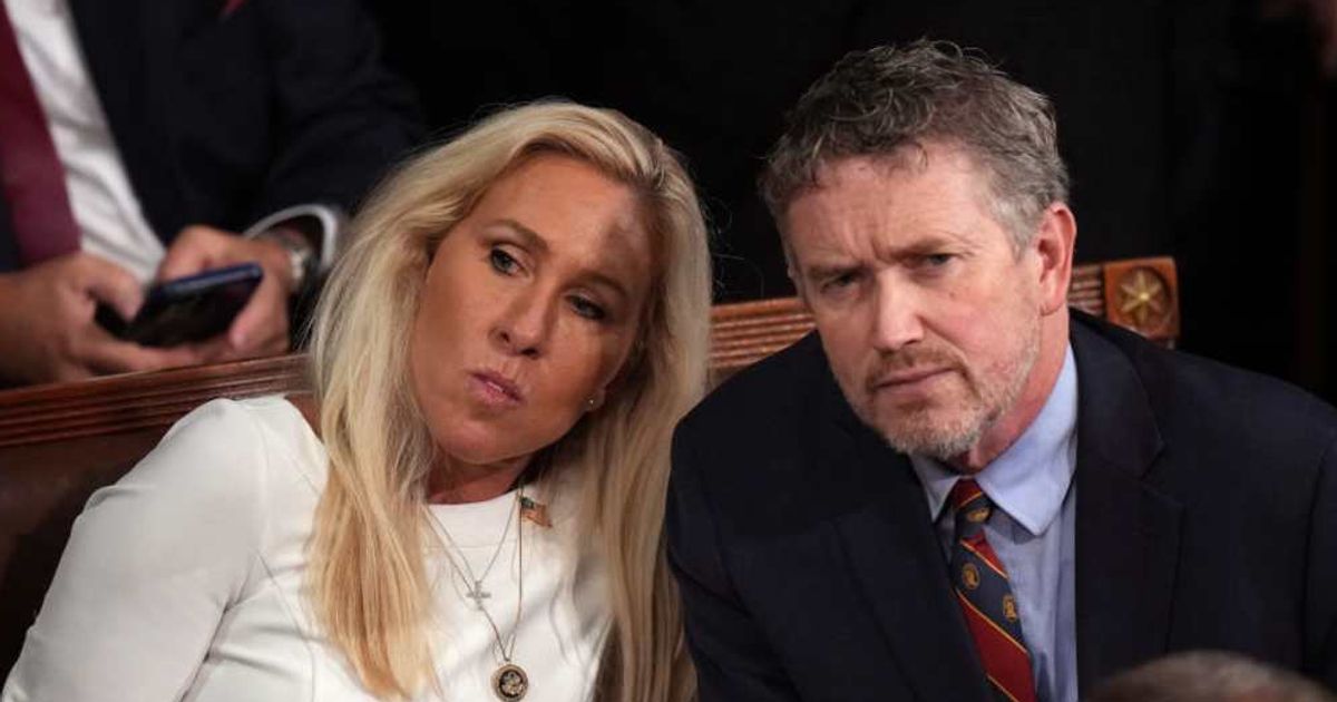 The claim about Marjorie Taylor Greene and Thomas Massie’s supposed plan to form a new party can be traced to a tweet by former CIA officer Kevin Shipp (Andrew Harnik/Getty Images)