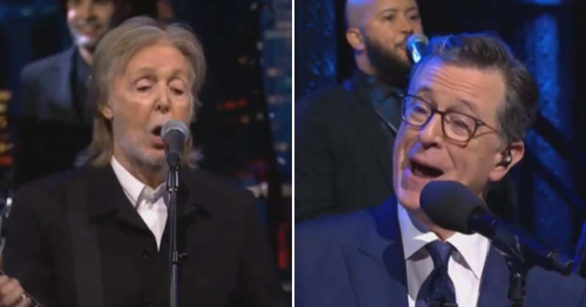 Paul McCartney closed Stephen Colbert’s final ‘Late Show’ episode with a performance of ‘Hello Goodbye’ at Ed Sullivan Theater (X/@Variety)
