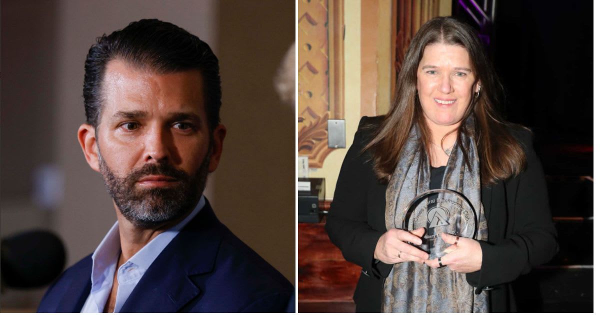 Donald Trump Jr is set to marry Palm Beach socialite Bettina Anderson in an intimate Bahamas ceremony this weekend, but Trump said on Friday he will not attend
(Photo by Douglas P. DeFelice/Getty Images, Photo by Johnny Nunez/WireImage