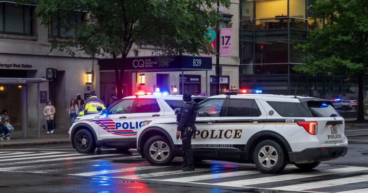 Emergency teams work the scene after multiple rapid-fire gunshots ring out near the White House on May 23, 2026, in Washington, DC (Andrew Leyden/Getty Images)