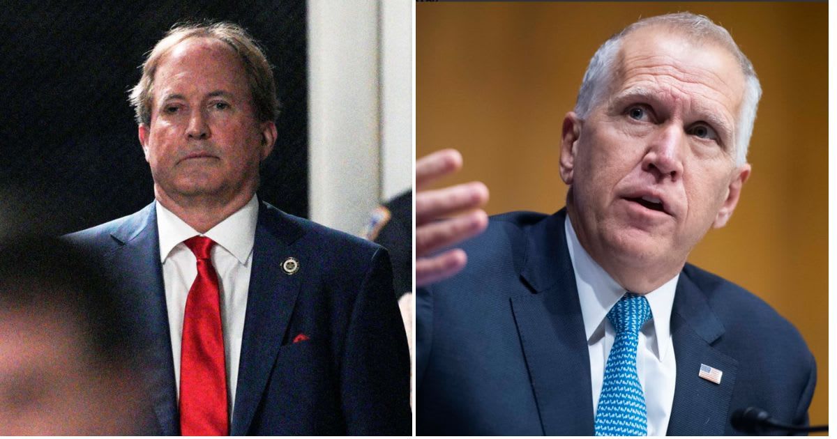 Retiring GOP Senator Thom Tillis criticized Texas Attorney General Ken Paxton in a CNN interview, calling him a 'failure' who didn't deserve to be in the US Senate (Curtis Means-Pool/Getty Images, TOM WILLIAMS/POOL/AFP via Getty Images)