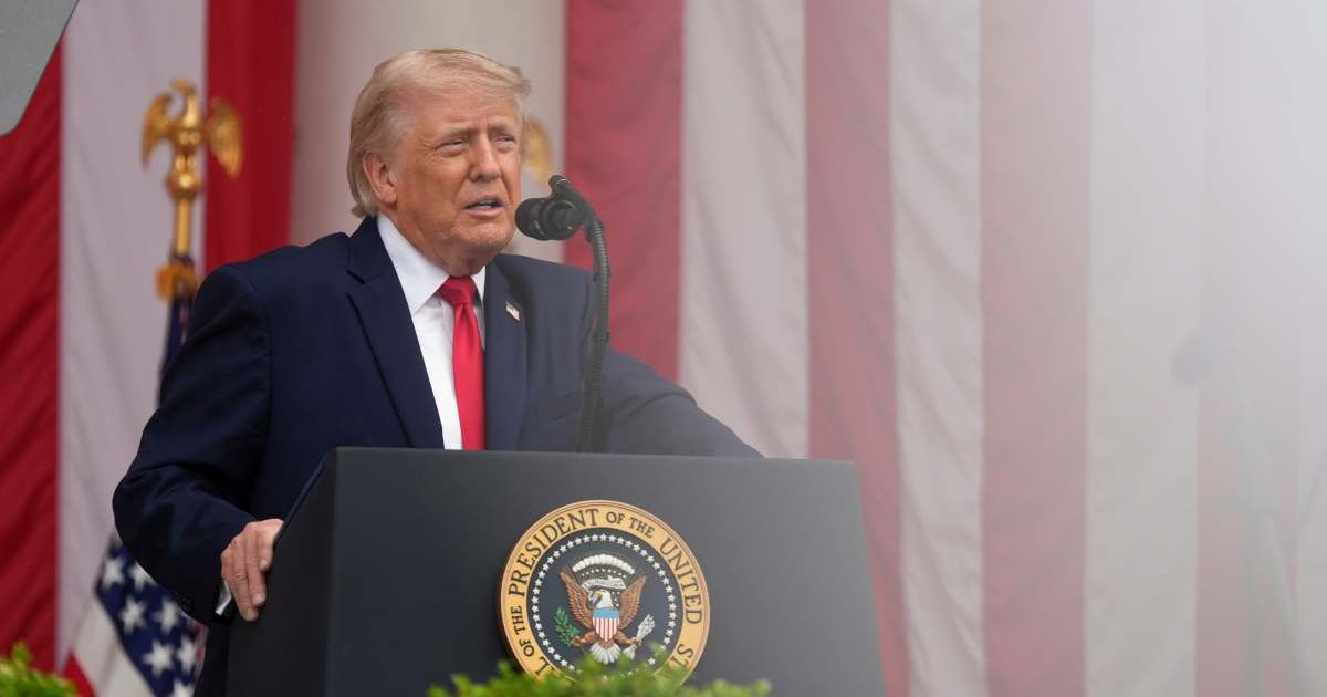 Trump addressed the 158th National Memorial Day Observance, held during the nation’s 250th anniversary, at the Memorial Amphitheater in Arlington National Cemetery on Monday, May 25, 2026, in Arlington, Va (AP Photo/Alex Brandon)