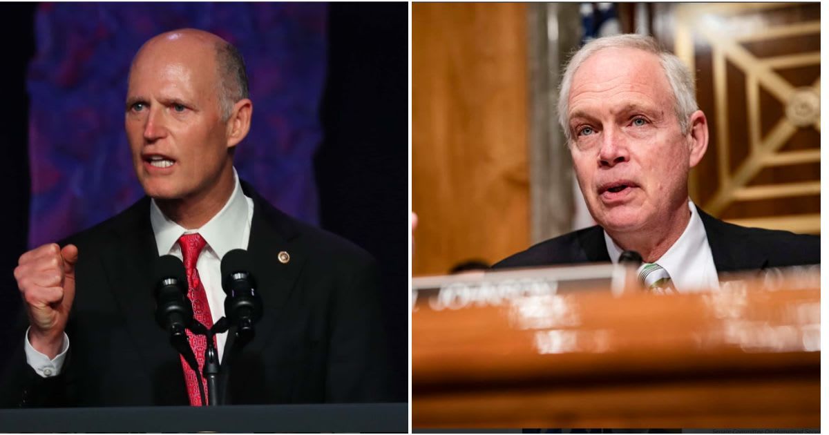 Some Republican lawmakers, including Sens Rick Scott and Ron Johnson, say taxpayers should not be responsible for paying their salaries (Photo by Joe Raedle/Getty Images, Photo by Samuel Corum/Getty Images)