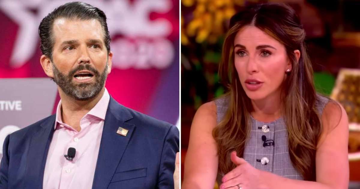 Alyssa Farah Griffin accidentally called Donald Trump Jr’s wedding a 'funeral' while discussing Donald Trump skipping the event (Samuel Corum/Getty Images, Screengrab/The View/Youtube)