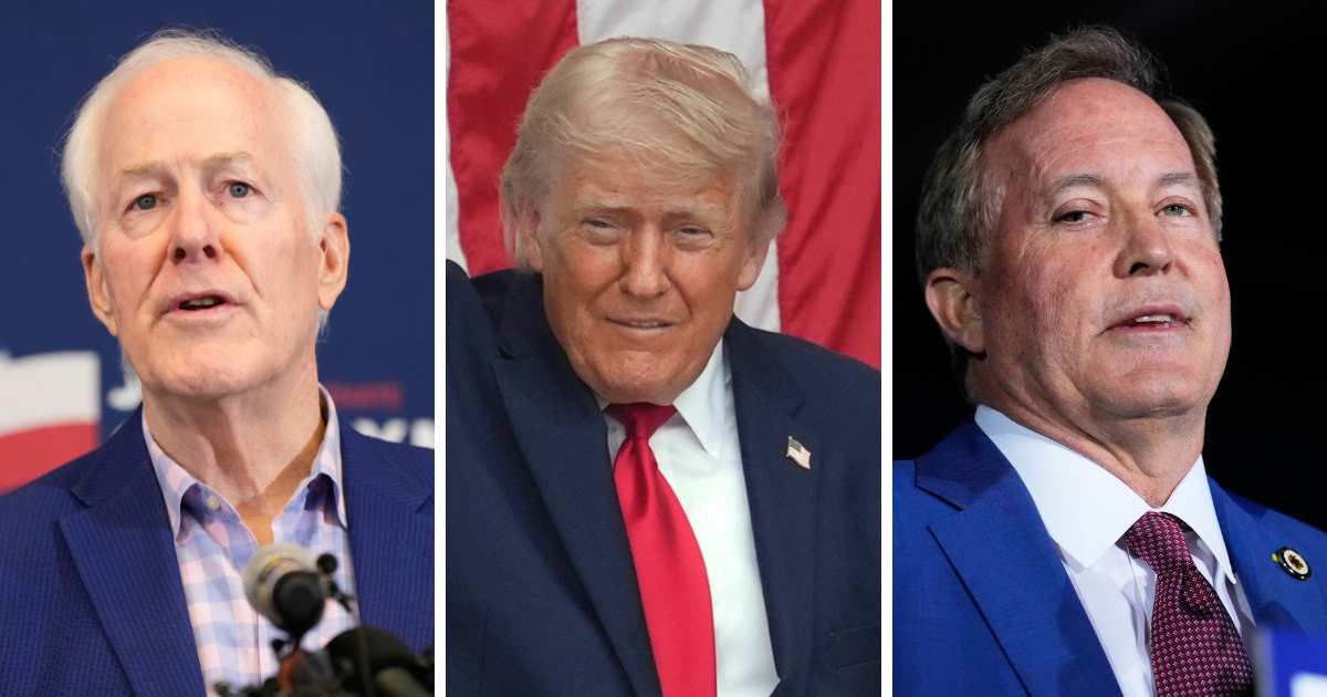 Ken Paxton defeated John Cornyn in the Texas race, setting up a November showdown that could determine control of the US Senate (AP Photos)
