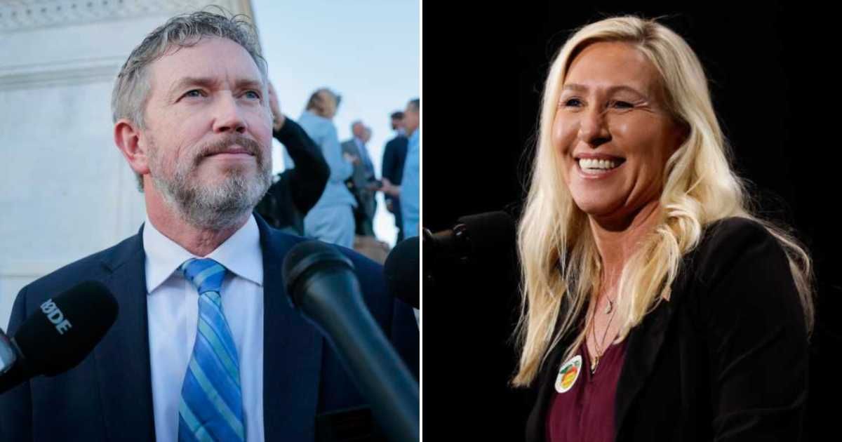 Just days after losing his Republican primary, Rep. Thomas Massie has surfaced far from Washington on a beach in Costa Rica alongside former Rep. Marjorie Taylor Greene (Getty Images)
