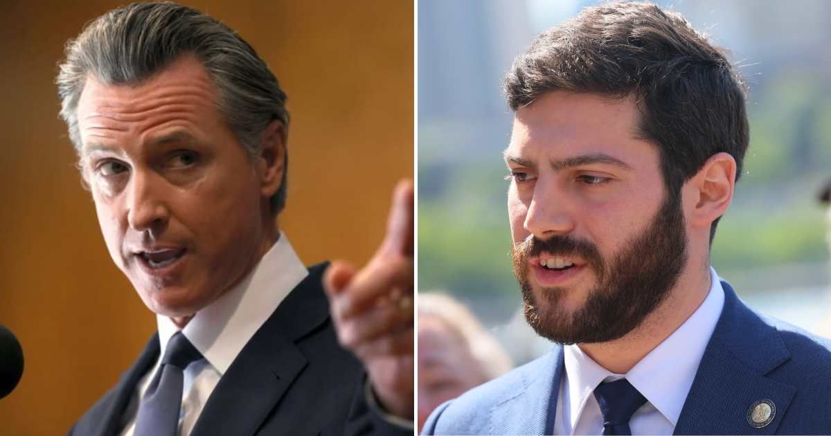Gavin Newsom and Alex Bores proposed taxing Donald Trump’s 'anti-weaponization' fund payouts at 100% in California and New York (Getty Images)