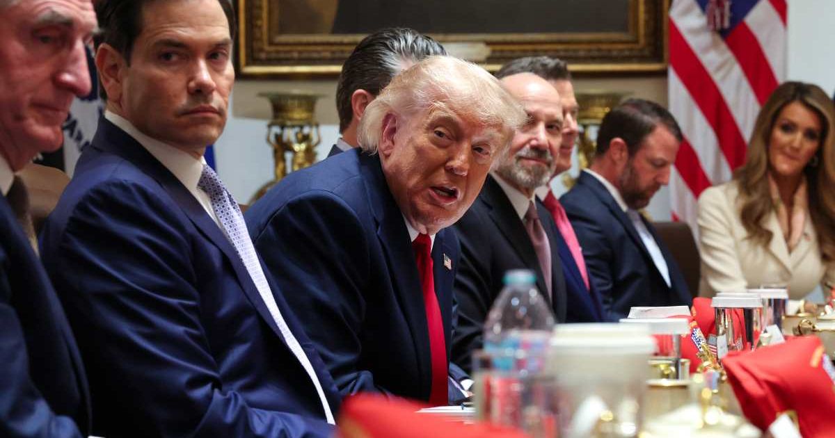 Rumors circulated online after President Donald Trump moved a scheduled Cabinet meeting from Camp David to the White House on May 27, citing possible bad weather conditions (Getty Images)