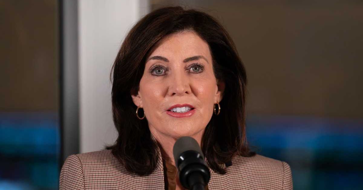 Gov Kathy Hochul’s attempt to challenge Donald Trump’s Knicks fandom backfired after her championship reference missed key NBA history (Getty Images)