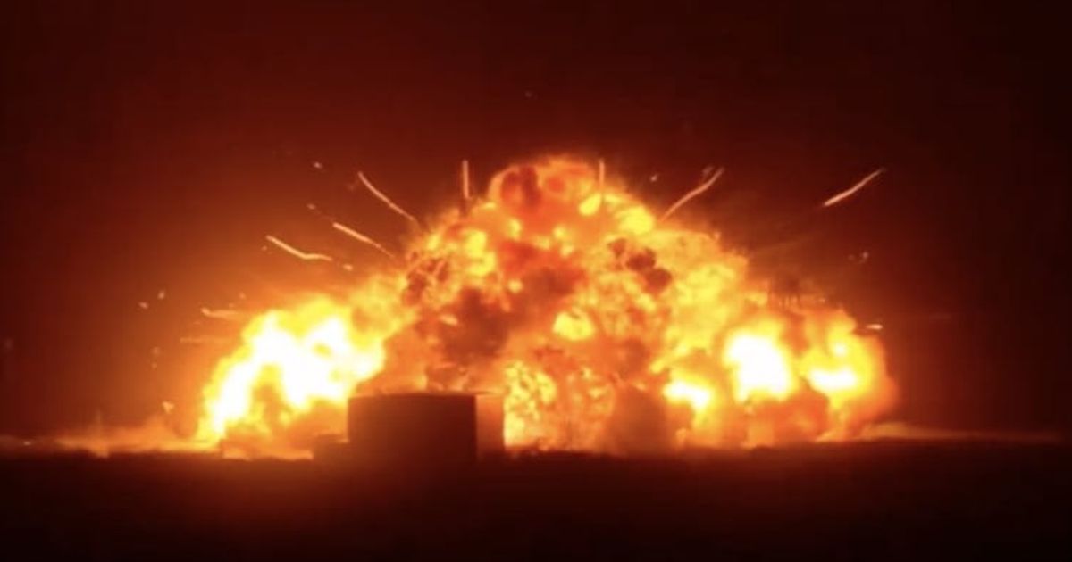 Footage captured Blue Origin exploding into a massive fireball (Screengrab X/@NASASpaceflight)