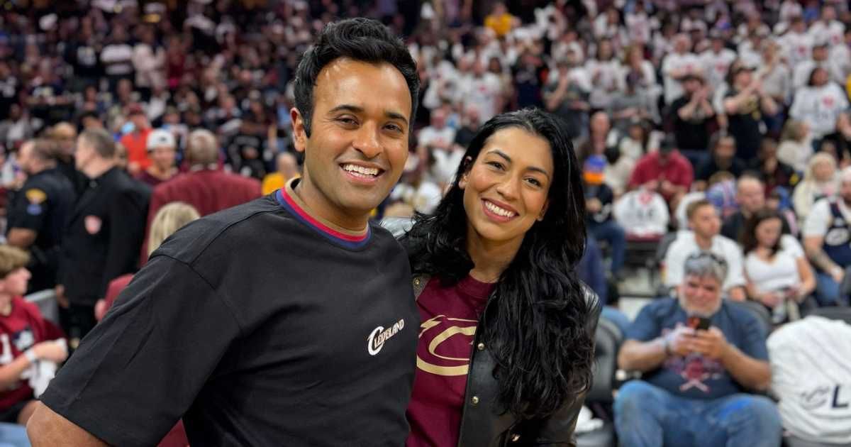 Vivek Ramaswamy was among the crowd at Rocket Arena for the high-stakes showdown on May 25, having shared a photo with his wife Apoorva Ramaswamy on X earlier that evening (Vivek Ramaswamy/X)