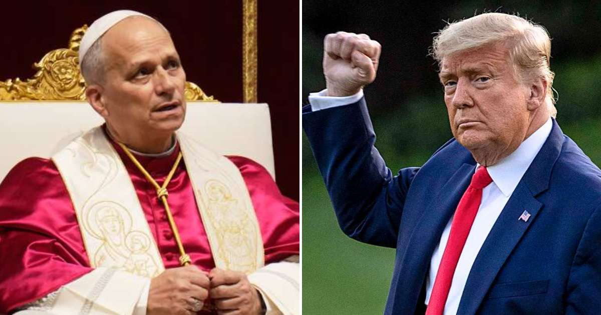 A viral screenshot falsely claimed Donald Trump challenged Pope Leo XIV to a cage fight on Truth Social (AP Photo/Gregorio Borgia, Getty Images)