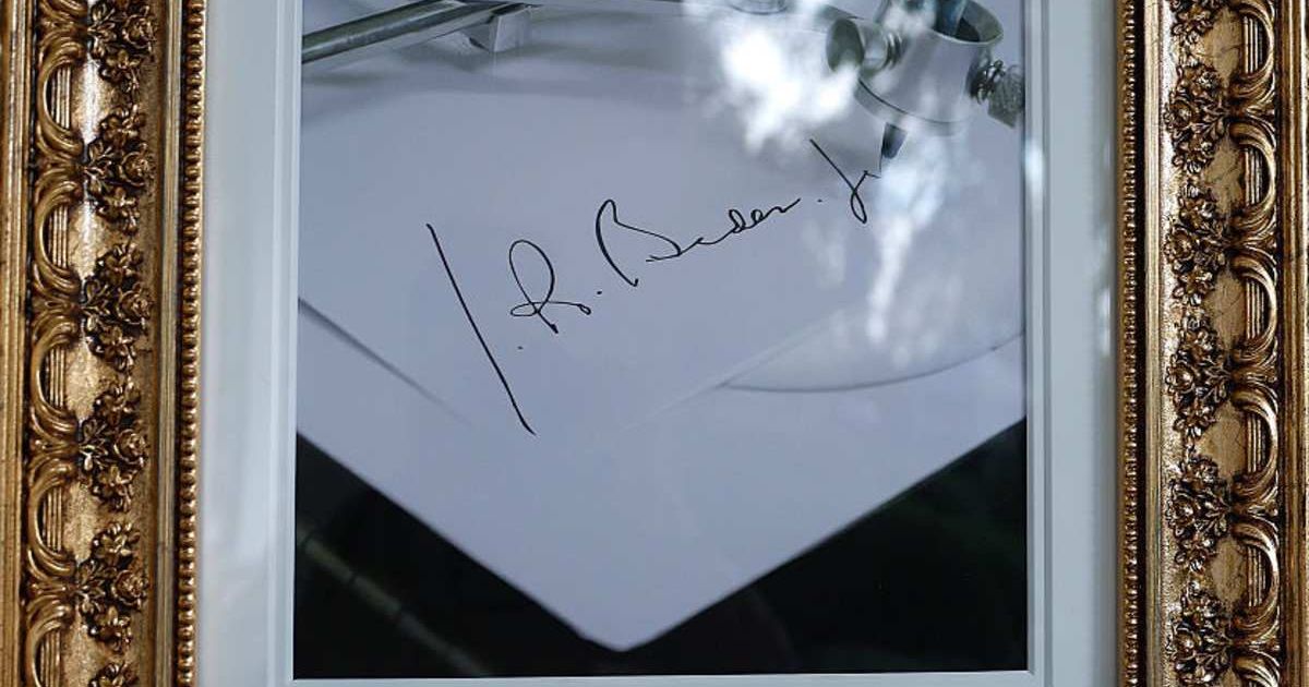 While showing Lara Trump an image outside the Oval Office, Donald Trump said Joe Biden didn't sign documents himself because 'he wasn't capable enough to do it' (Kevin Dietsch/Getty Images)