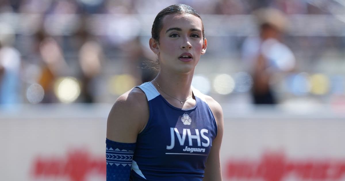 Demonstrators outside the stadium protested AB Hernandez's participation, arguing it unfairly affected opportunities for female athletes (Kirby Lee/Getty Images)