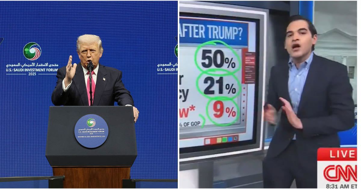 CNN’s Harry Enten showed that fewer Americans backed naming buildings after President Donald Trump than believed the Earth is flat (Win McNamee/Getty Images, Screengrab/CNN)