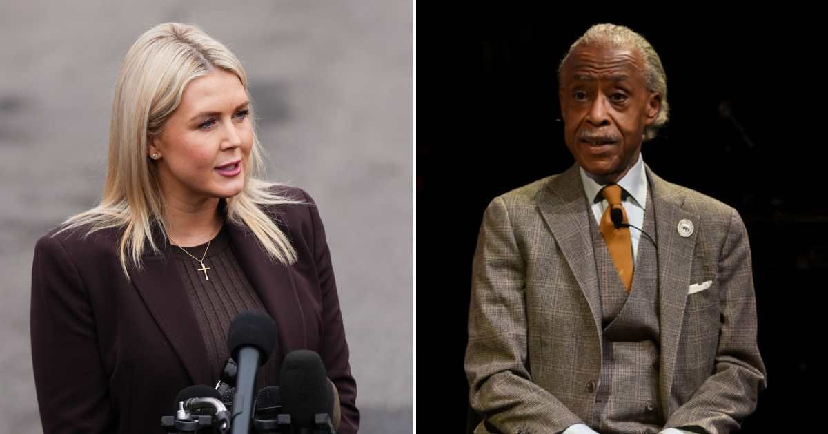 A viral rumor claimed Karoline Leavitt responded after AL Sharpton allegedly called her a 'white nationalist' and a 'fake Christian' (AP Photo, Getty Images)