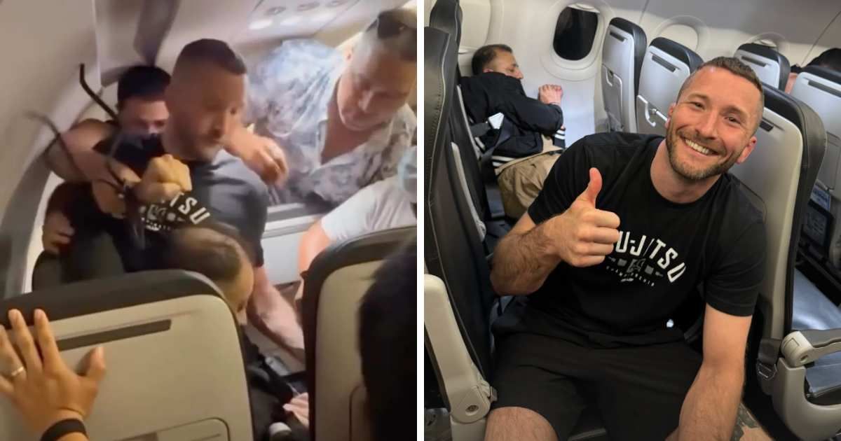 Former MMA fighter Josh Longood helped restrain a disruptive passenger after he allegedly tried to open an exit door (Josh Longood/ Instagram)