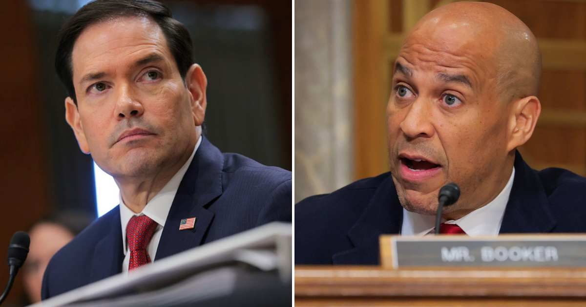 Senator Cory Booker criticized Secretary of State Marco Rubio during a CNN interview, accusing him of echoing Donald Trump’s position on the Iran conflict (Getty Images)