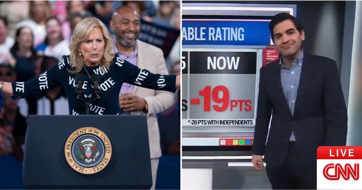 CNN analyst Harry Enten argued that Jill Biden was less popular than former First Ladies Michelle Obama and Hillary Clinton (Allison Joyce/Getty Images, @harryenten/X)