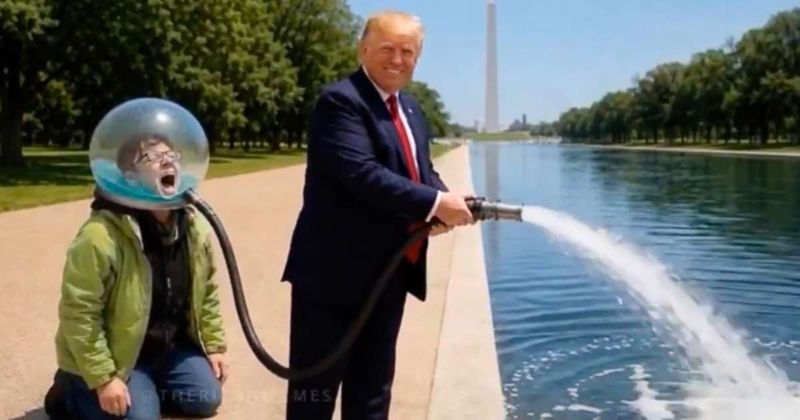 Trump mocks Lincoln Memorial pool revamp critics with bizarre ‘liberal tears’ AI video