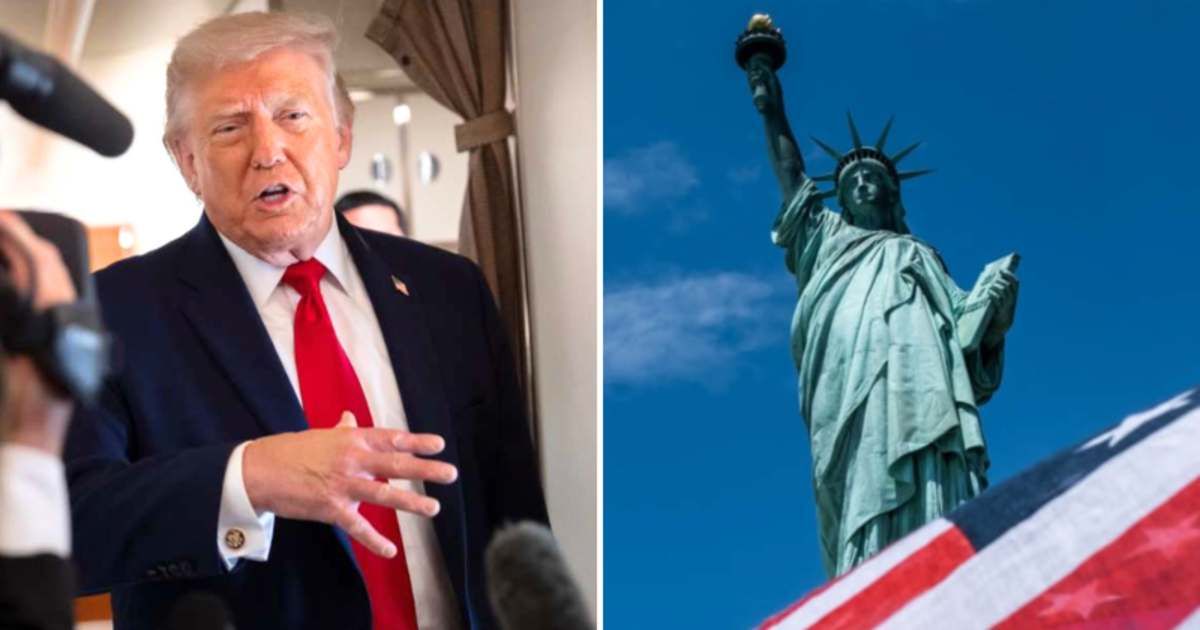 A DOJ lawyer raised eyebrows as he made a case for President Trump’s White House makeover spree, suggesting in court that he has the authority to bulldoze the Statue of Liberty (Getty Images)