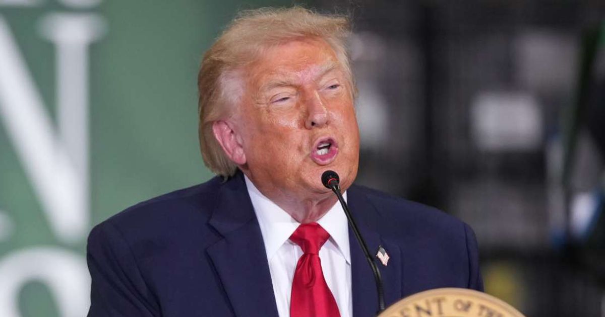 President Donald Trump speaks at Custer Farms in Chippewa Falls, Wis., Friday, June 5, 2026 (AP Photo/Mark Schiefelbein)