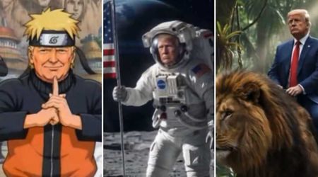 Trump shares AI-generated adventure with moon landing, lion ride and world tour