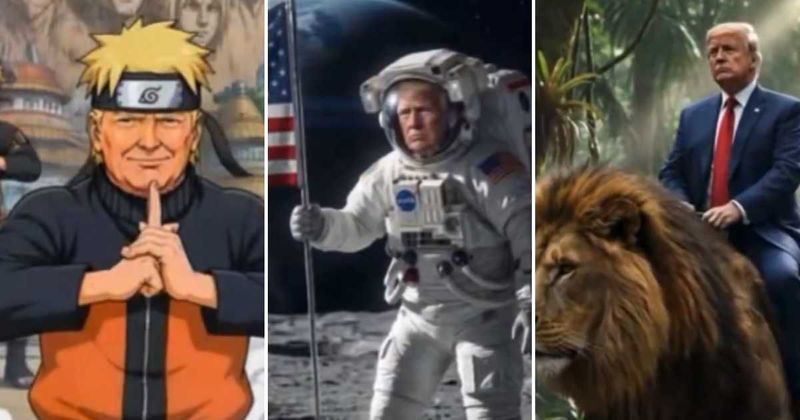 Trump shares AI-generated adventure with moon landing, lion ride and world tour