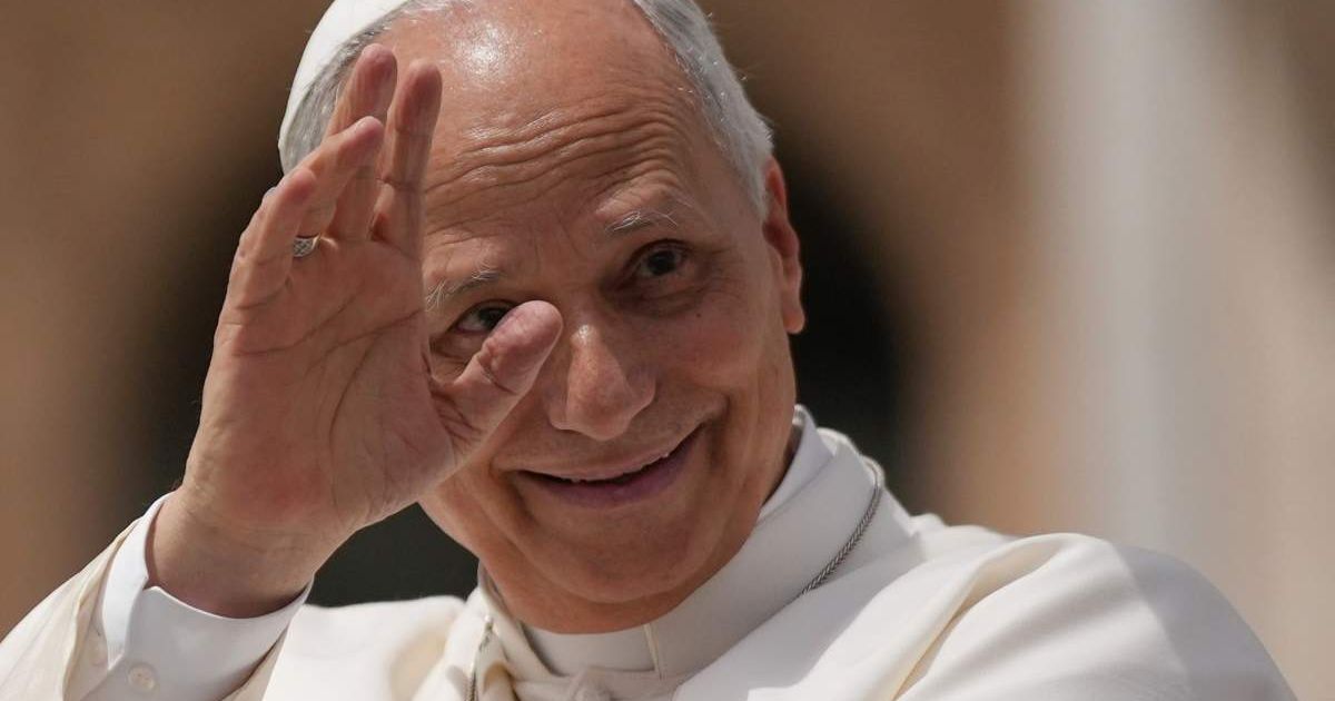 Pope Leo XIV greets the crowd while leaving St Peter’s Square following his weekly general audience at the Vatican on Wednesday, June 3, 2026 (AP Photo/Andrew Medichini)