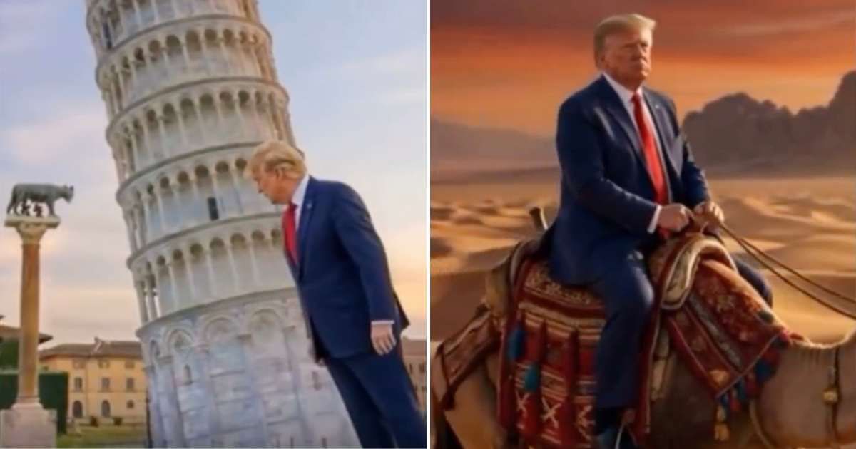 The video featured a repetitive pro-Trump song with the chorus, 'Everywhere I go they love Donald Donald Trump,' accompanied by a series of AI-created visuals showing the president in various locations around the world (@realDonaldTrump/Truth Social)