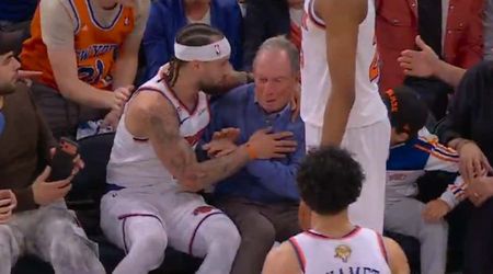 Video shows Jose Alvarado landing in Michael Bloomberg's lap during NBA Finals Game 3