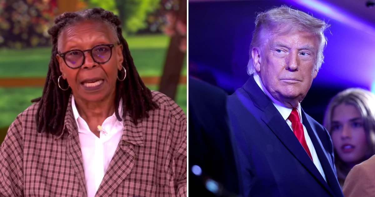 Whoopi Goldberg acknowledged that President Donald Trump’s visit to Madison Square Garden caused significant traffic disruptions and heightened security around the city (Screengrab/@TheView/YouTube, Al Bello/Getty Images)