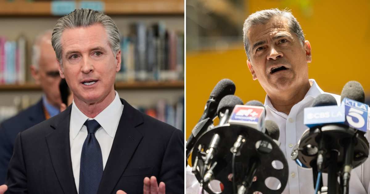 California Governor Gavin Newsom endorsed Xavier Becerra for governor, urging Democrats to unite ahead of his showdown with Steve Hilton (AP Photo/Godofredo A Vasquez, Etienne Laurent)