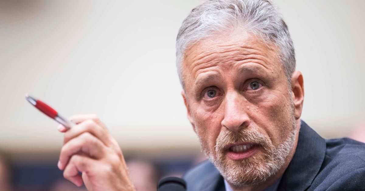 According to Jon Stewart, the interview initially followed a familiar pattern of President Donald Trump giving 'reasonable questions, ridiculous answers' (Getty Images)