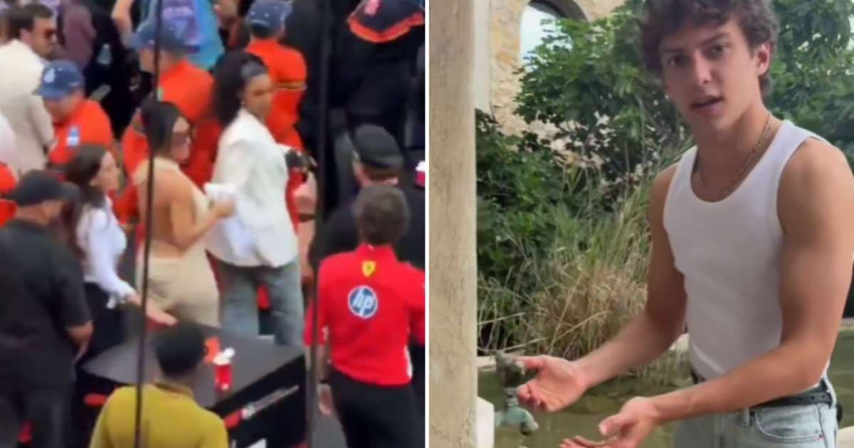 Kim Kardashian’s viral towel moment gets noticed by Mercedes driver Kimi Antonelli (@f1trollofficial/X, @Motorsport/X)