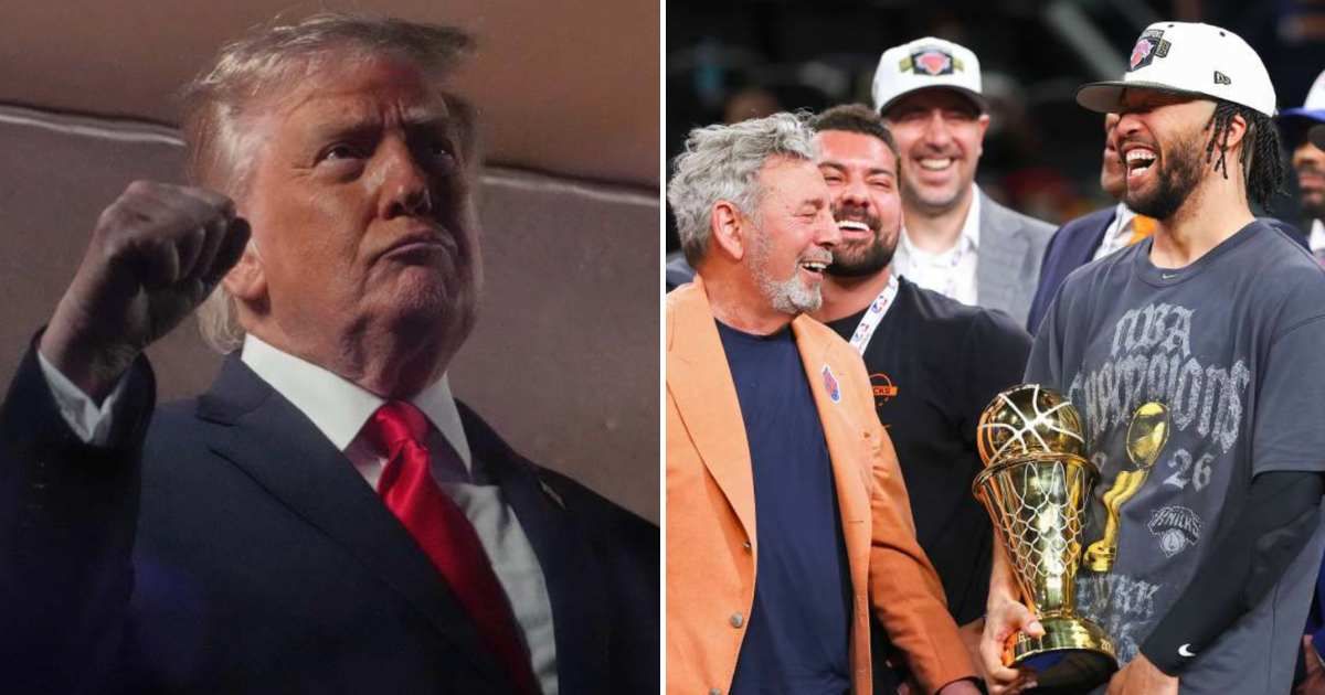 Donald Trump took to Truth Social to congratulate the New York Knicks after their victory over the San Antonio Spurs in Game Five of the 2026 NBA Finals on June 13, 2026 (Getty Images)
