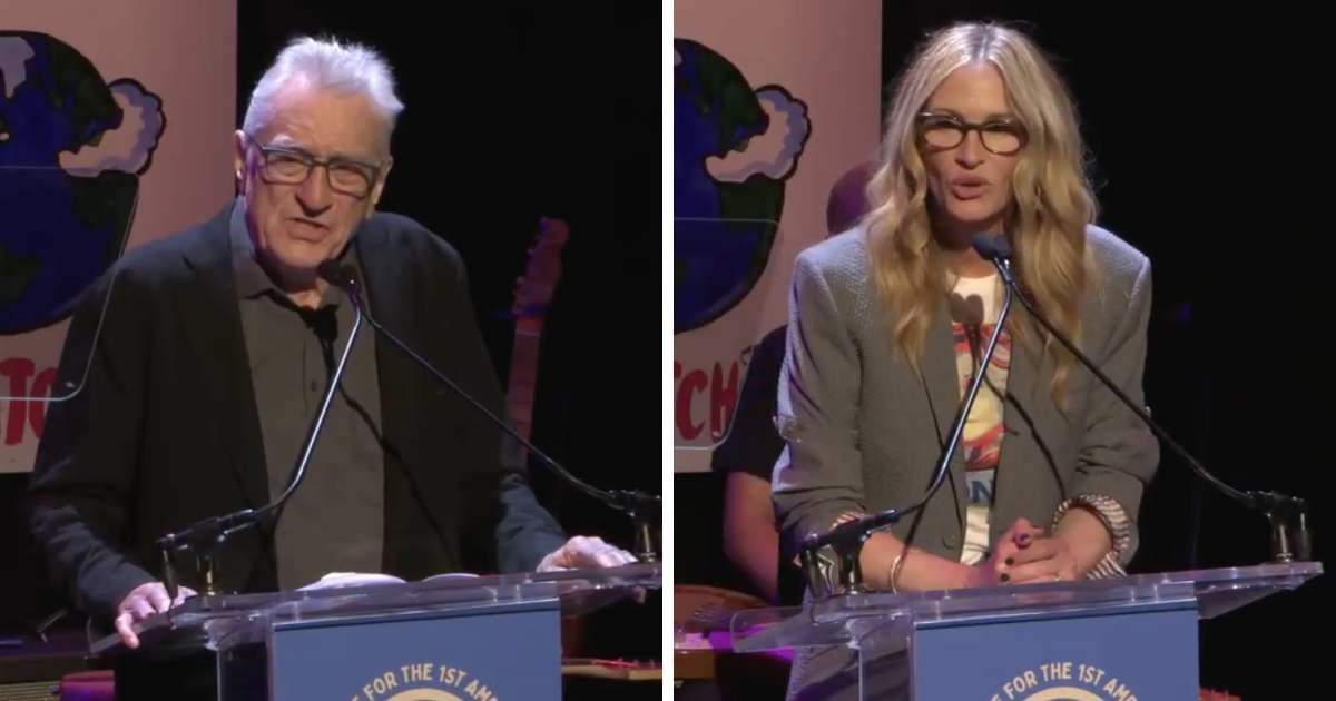 Robert De Niro and Julia Roberts delivered sharp criticism of Trump while speaking about free speech and politics (X @Acyn)