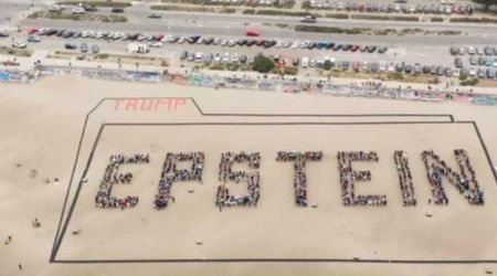 Fact Check: Did protesters form an 'EPSTEIN' banner on Trump's birthday demanding release of files?