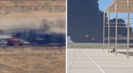 Video shows aftermath of B-52 bomber crash at California air base as 8 feared dead