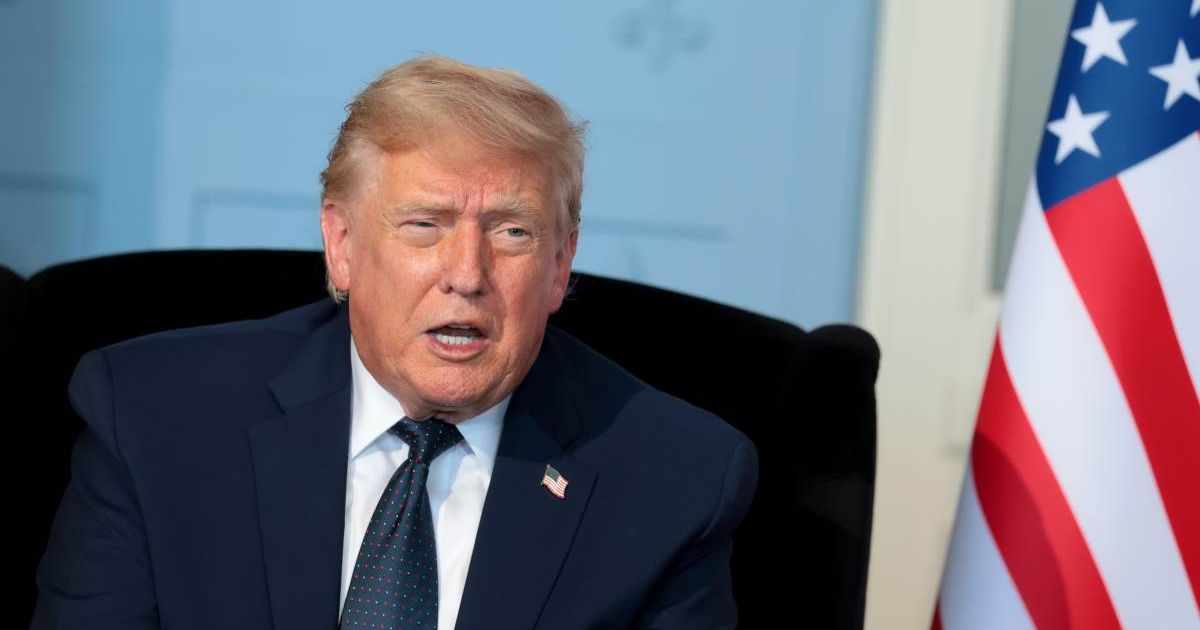President Donald Trump talks as he meets French President Emmanuel Macron for a bilateral meeting at Hotel Royal Evian on June 15, 2026, in Evian-les-Bains, France (Getty Images)